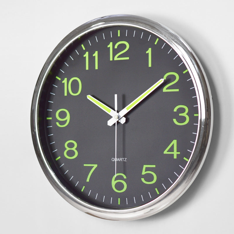 Round Quartz Wall Clock with Glow-in-the-Dark Numerals, 30 cm