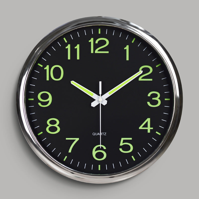 Round Quartz Wall Clock with Glow-in-the-Dark Numerals, 30 cm
