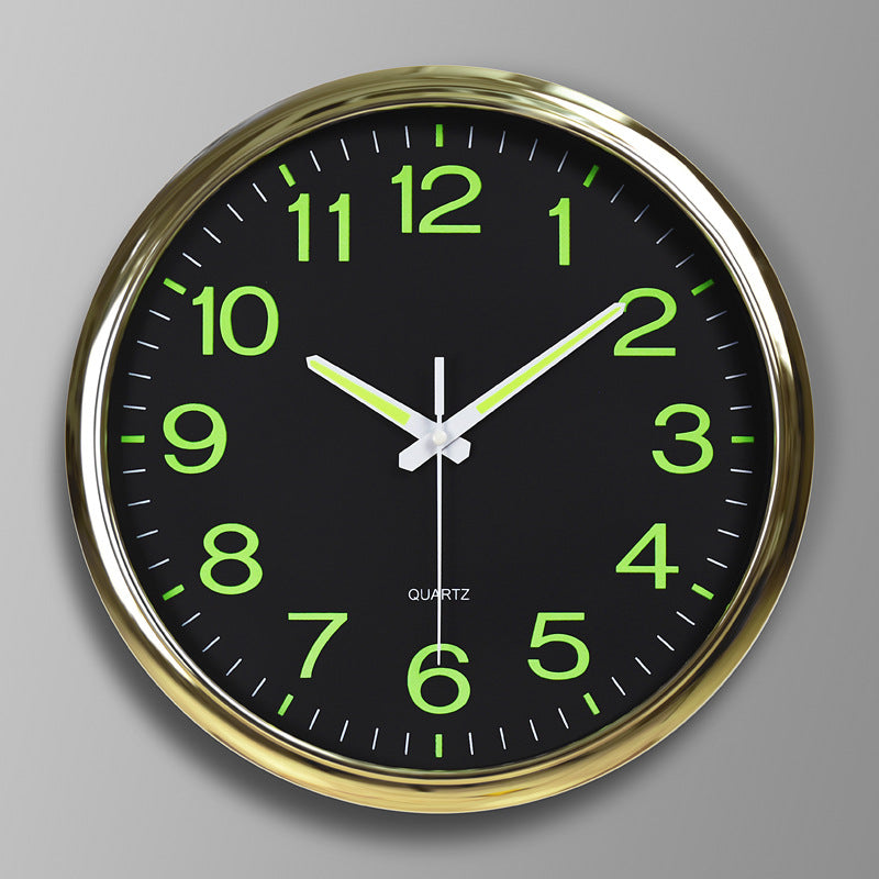 Round Quartz Wall Clock with Glow-in-the-Dark Numerals, 30 cm