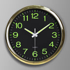 Round Quartz Wall Clock with Glow-in-the-Dark Numerals, 30 cm