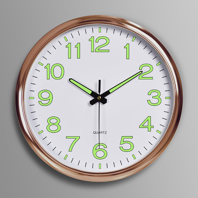Round Quartz Wall Clock with Glow-in-the-Dark Numerals, 30 cm