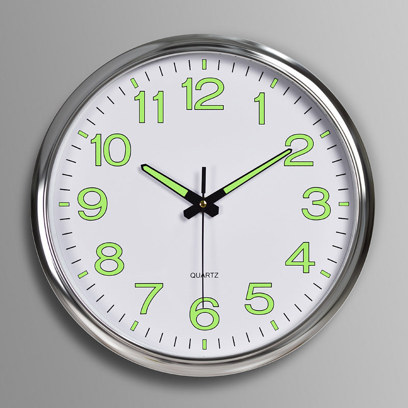 Round Quartz Wall Clock with Glow-in-the-Dark Numerals, 30 cm