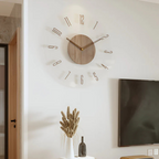 Scandi Acrylic and Wood Wall Clock with Silent Quartz Movement