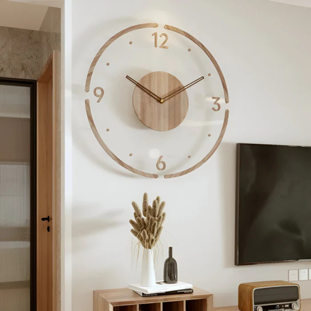Scandi Acrylic and Wood Wall Clock with Silent Quartz Movement