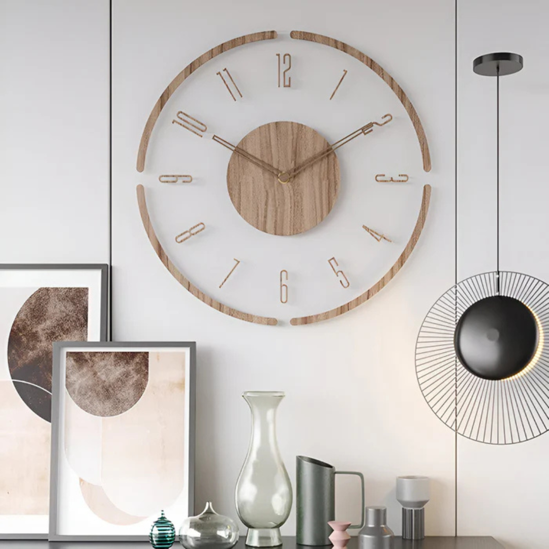 Scandi Acrylic and Wood Wall Clock with Silent Quartz Movement