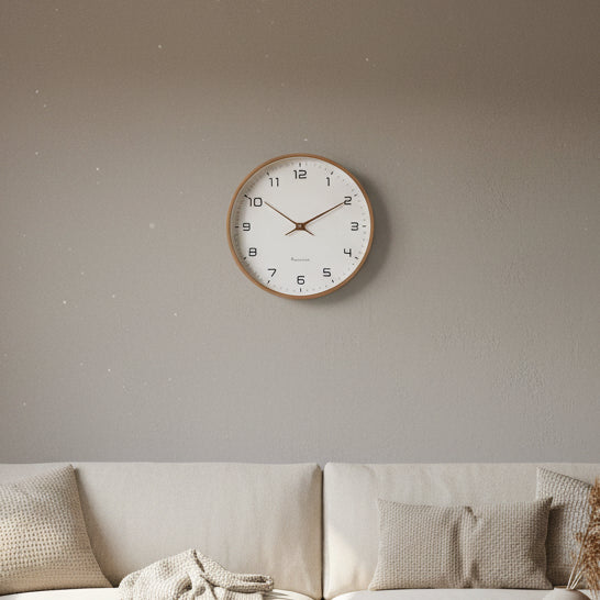 Scandinavian Round Wall Clock, Silent Movement, Two Sizes