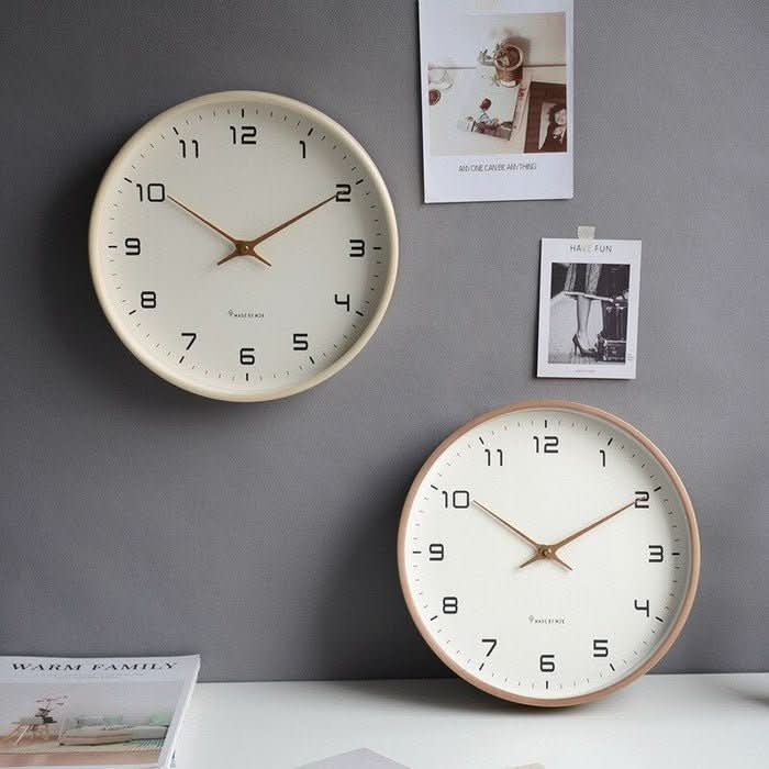 Scandinavian Round Wall Clock, Silent Movement, Two Sizes