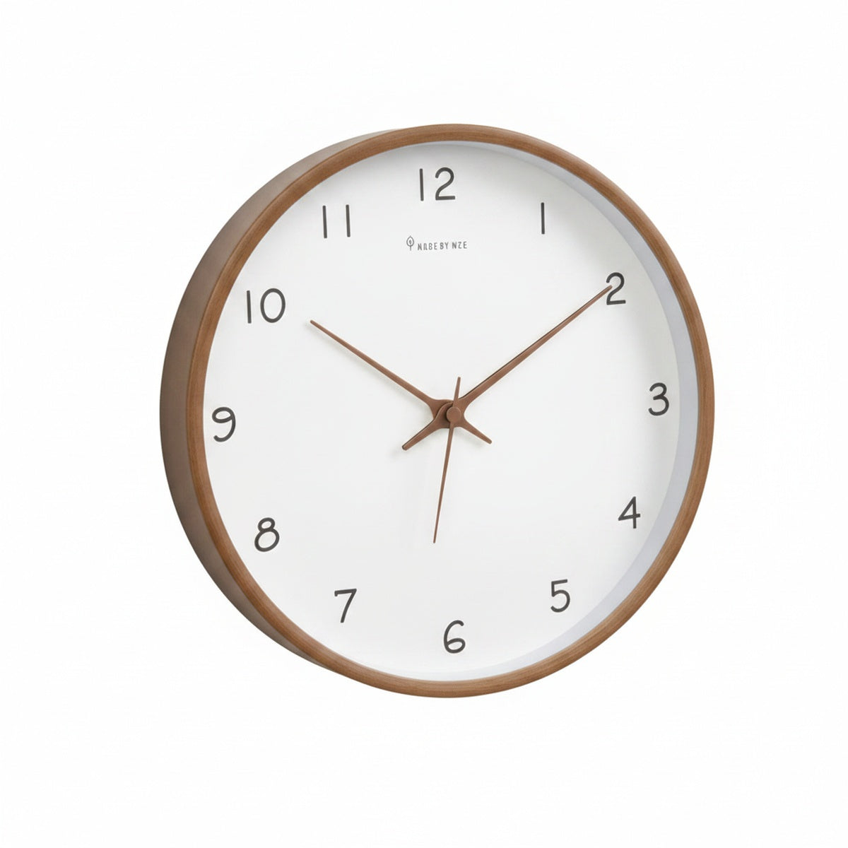 Scandi Wall Clock with Wood Frame and Silent Sweep, 25 cm
