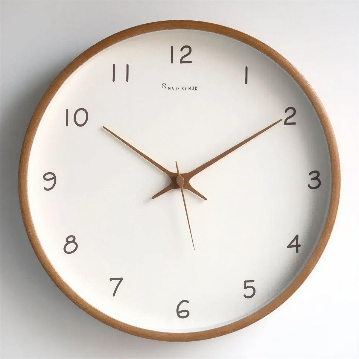 Scandi Wall Clock with Wood Frame and Silent Sweep, 25 cm
