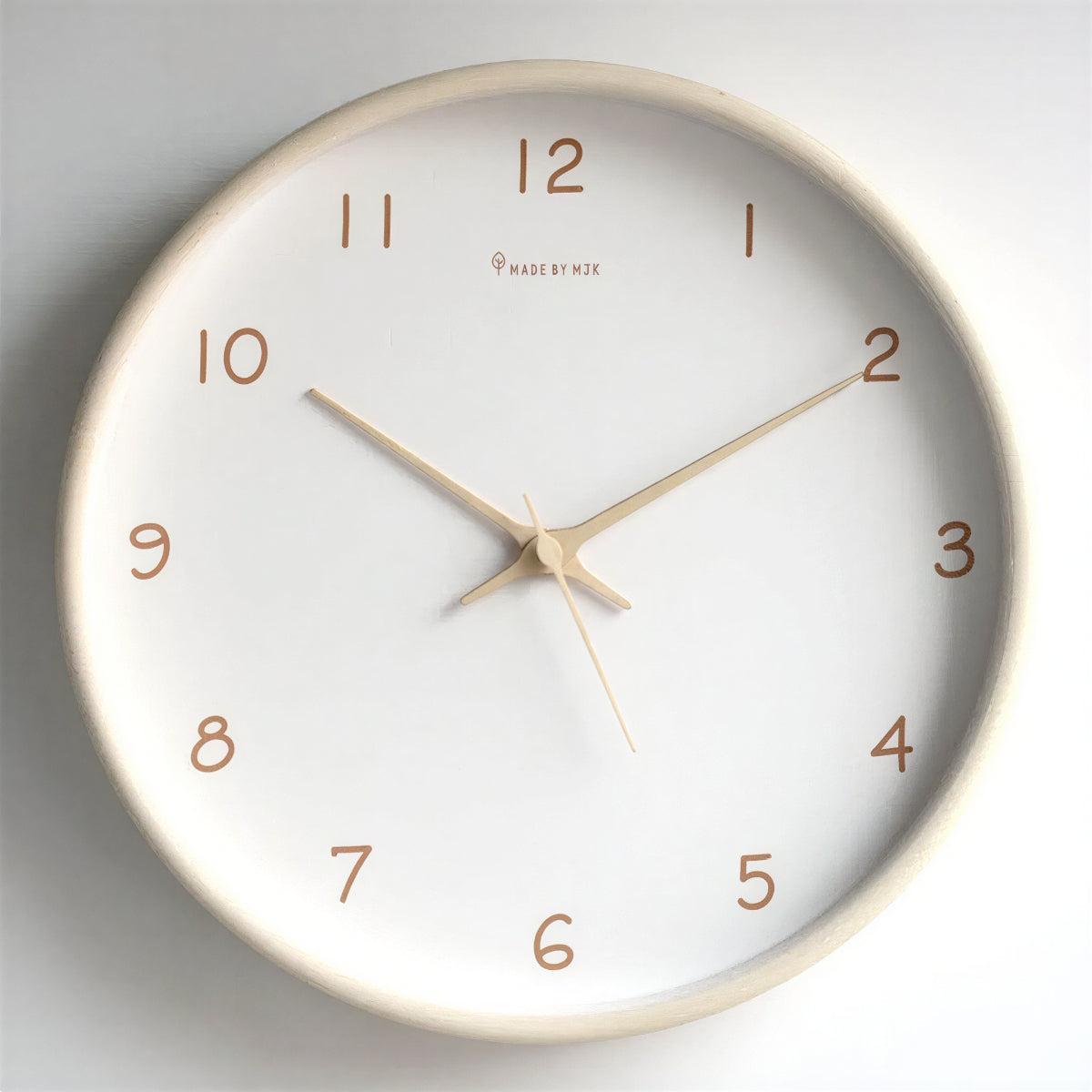 Scandi Wall Clock with Wood Frame and Silent Sweep, 25 cm
