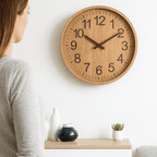 Scandi Wall Clock with Wooden Dial and Silent Movement