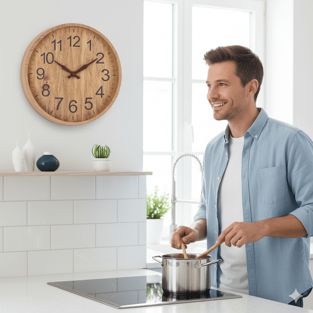 Scandi Wall Clock with Wooden Dial and Silent Movement