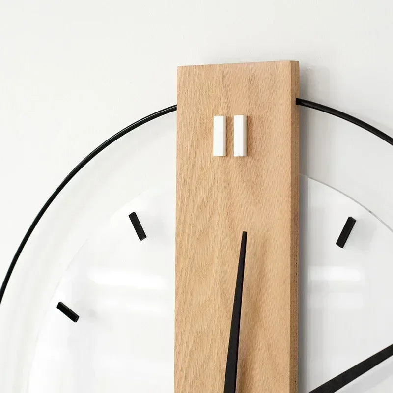 Scandi Oak and Acrylic Wall Clock with Black Hands