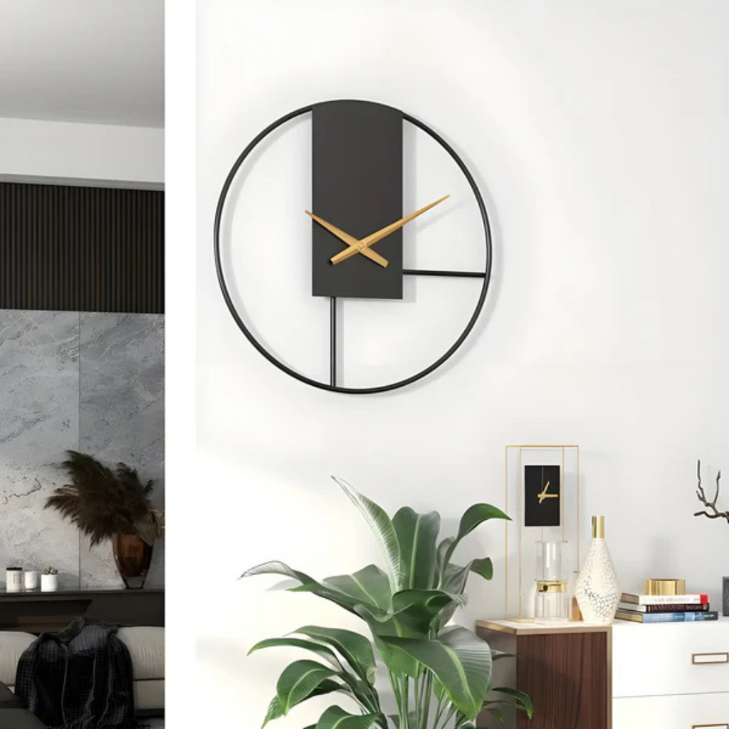 Open Frame Wall Clock with Gold Hands, Silent, 40 cm