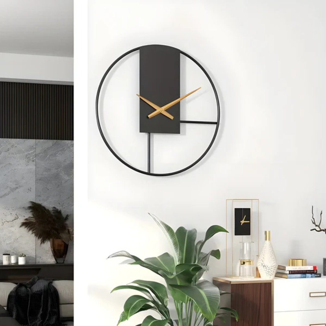 Open Frame Wall Clock with Gold Hands, Silent, 40 cm