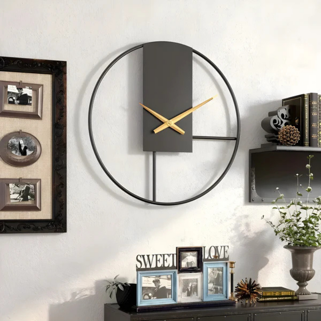 Open Frame Wall Clock with Gold Hands, Silent, 40 cm