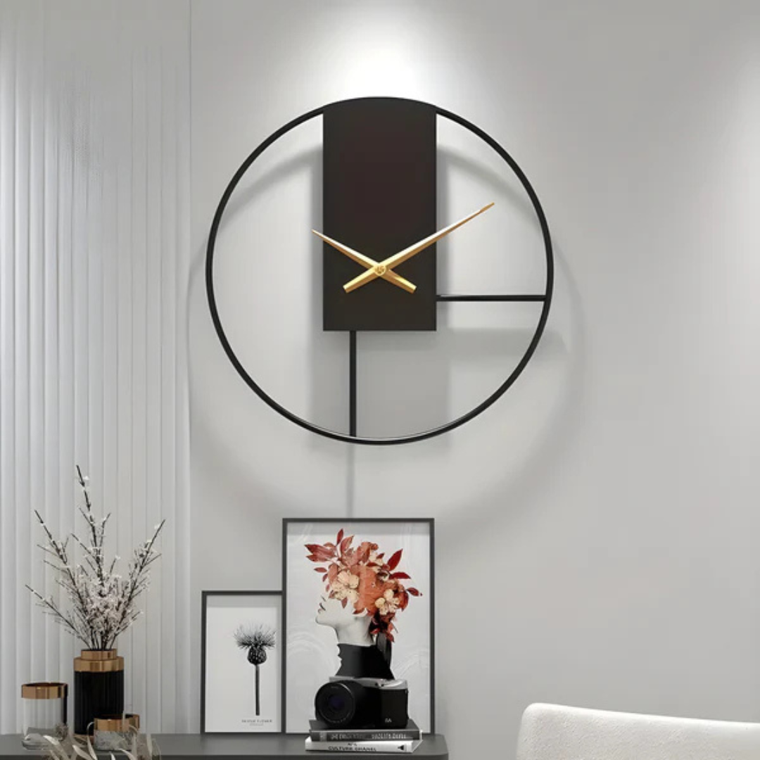 Open Frame Wall Clock with Gold Hands, Silent, 40 cm