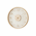 Scandinavian Wall Clock with Glass Dial and Wooden Frame