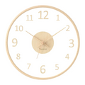 Scandinavian Wall Clock with Glass Dial and Wooden Frame