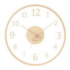 Scandinavian Wall Clock with Glass Dial and Wooden Frame