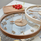 Scandinavian Wall Clock with Glass Dial and Wooden Frame