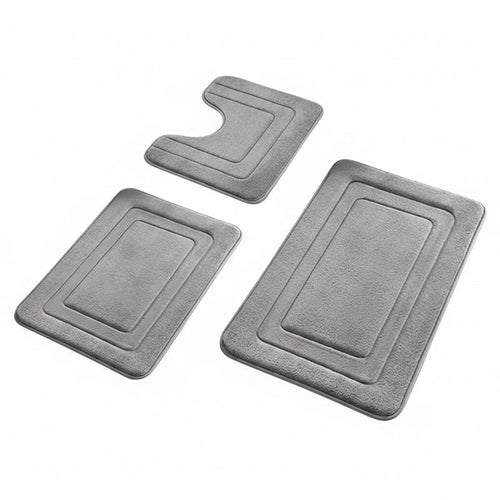 3-Piece Memory Foam Bath Mat Set with U-Shaped Toilet Mat