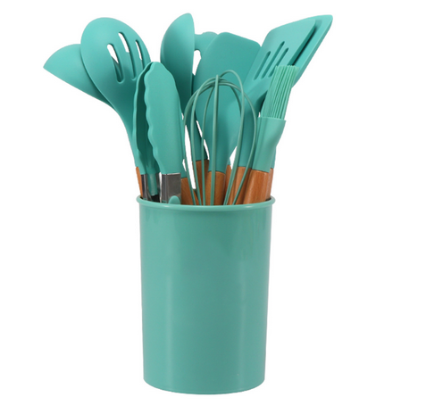 12-Piece Silicone Kitchen Utensil Set with Storage Holder