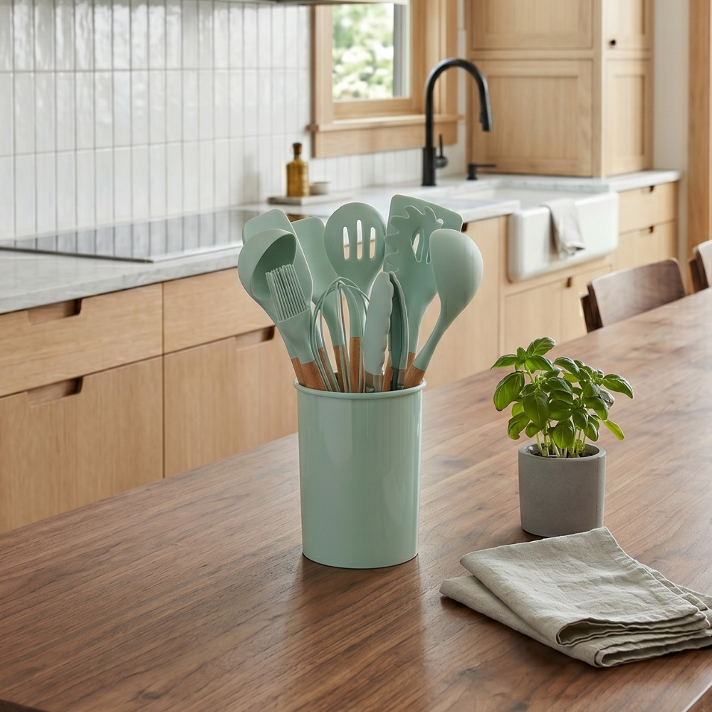 12-Piece Silicone Kitchen Utensil Set with Storage Holder