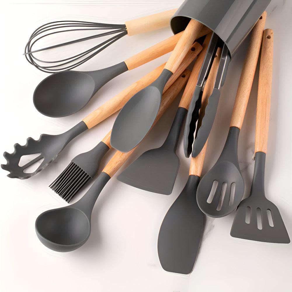 12-Piece Silicone Kitchen Utensil Set with Storage Holder