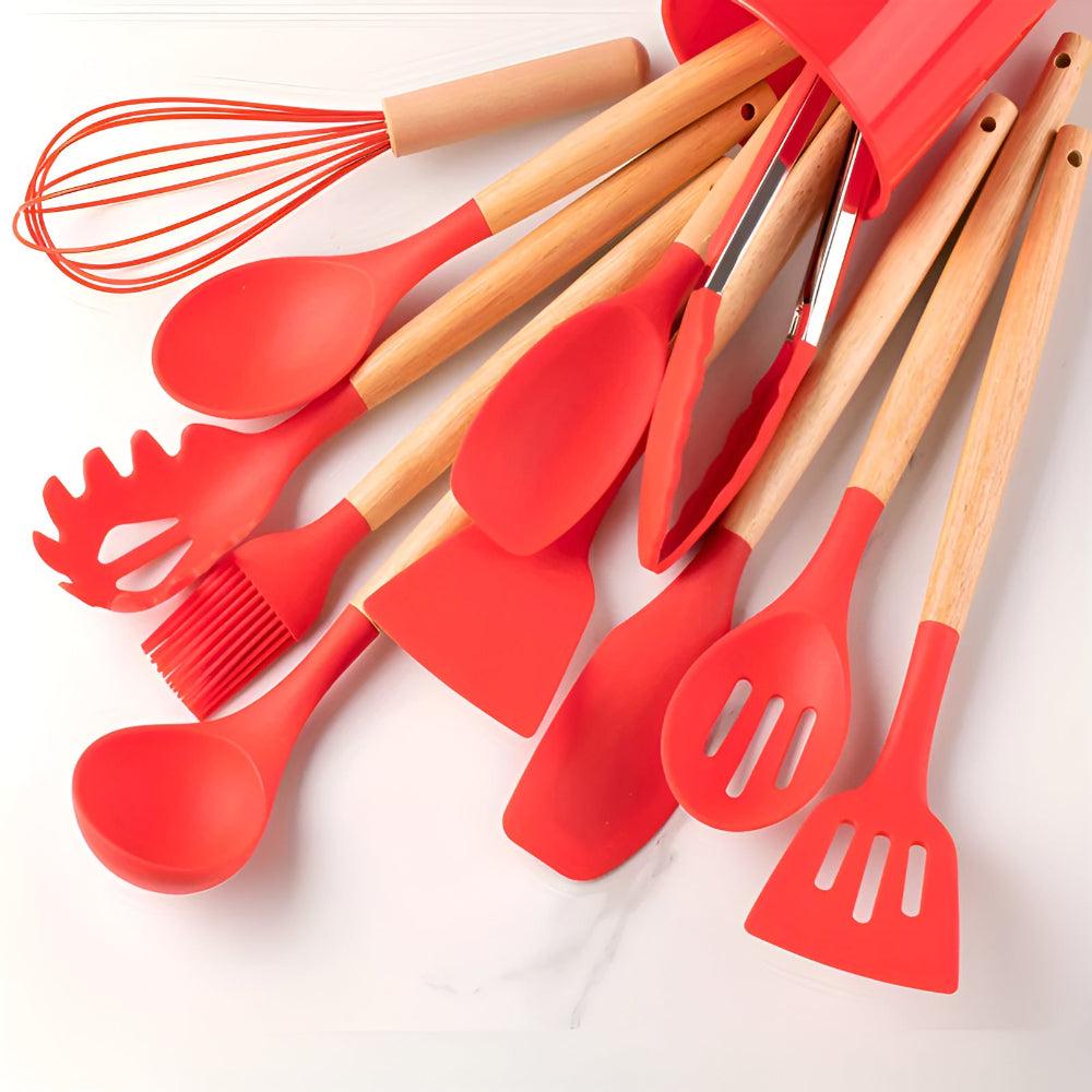 12-Piece Silicone Kitchen Utensil Set with Storage Holder