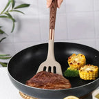 10-Piece Silicone Kitchen Utensil Set with Wood-Effect Handles