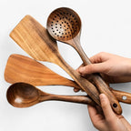 Teak Wood Kitchen Utensil Set, 11 Pieces with Whisk
