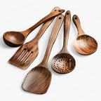 Teak Wood Kitchen Utensil Set, 11 Pieces with Whisk