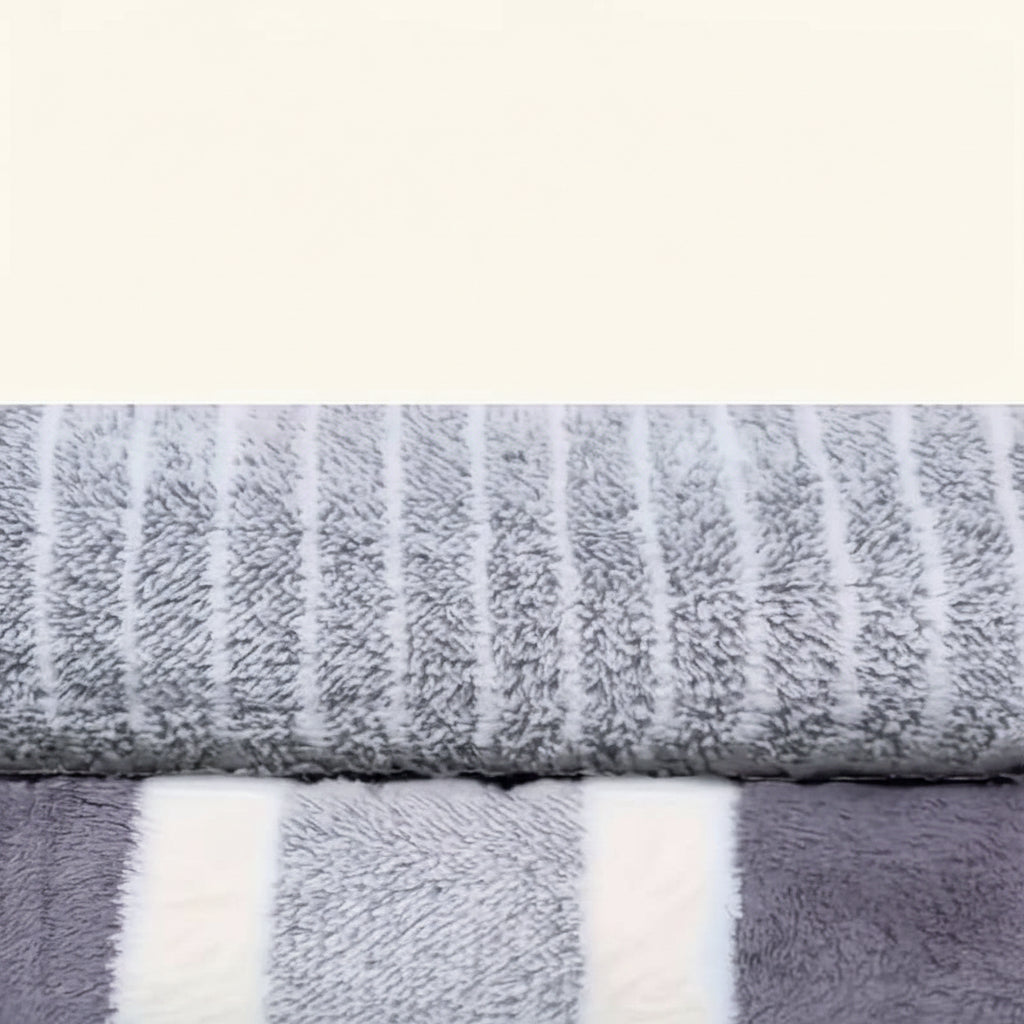 Striped Microfibre Towel Set, 8 Pieces, Quick-Dry