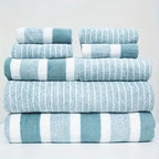 Striped Microfibre Towel Set, 8 Pieces, Quick-Dry