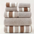 Striped Microfibre Towel Set, 8 Pieces, Quick-Dry