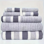 Striped Microfibre Towel Set, 8 Pieces, Quick-Dry