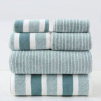 Striped Microfibre Towel Set, 8 Pieces, Quick-Dry