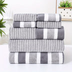 Striped Microfibre Towel Set, 8 Pieces, Quick-Dry