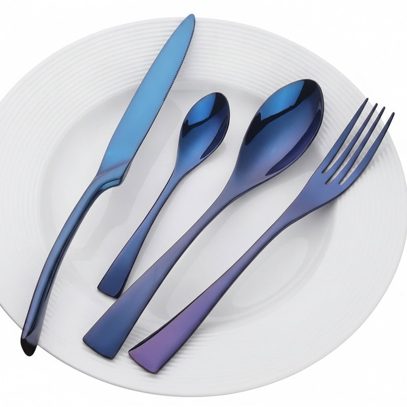 Holographic Stainless Steel Cutlery Set, 4 or 16 Pieces