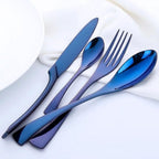 Holographic Stainless Steel Cutlery Set, 4 or 16 Pieces