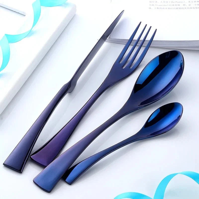 Holographic Stainless Steel Cutlery Set, 4 or 16 Pieces