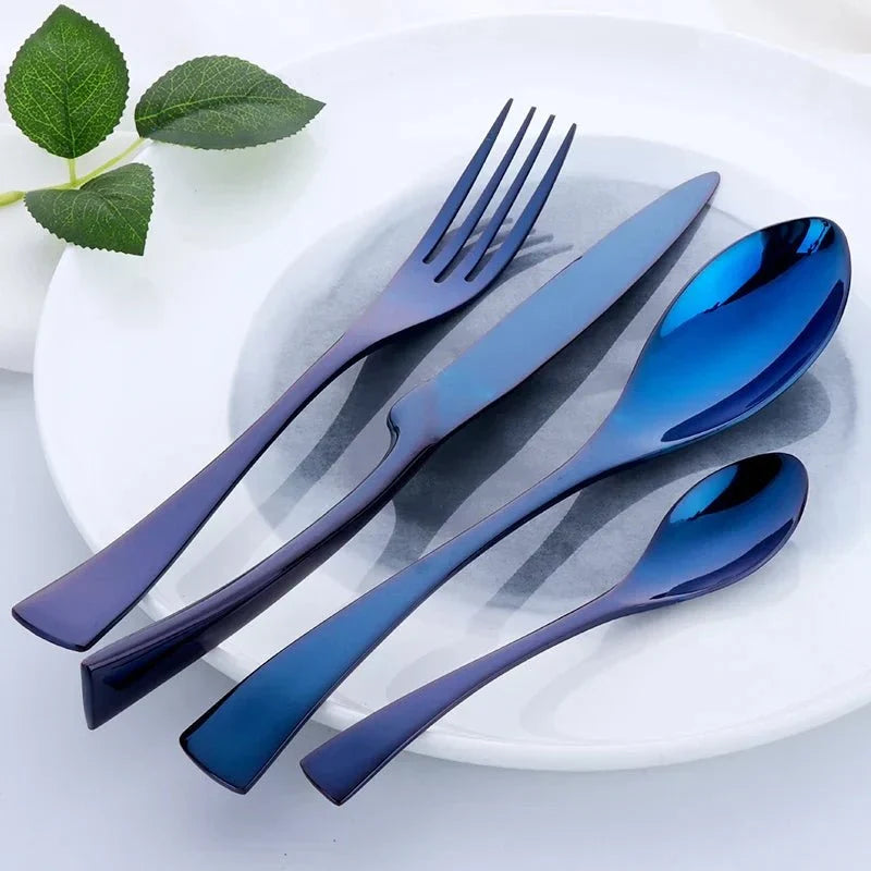 Holographic Stainless Steel Cutlery Set, 4 or 16 Pieces