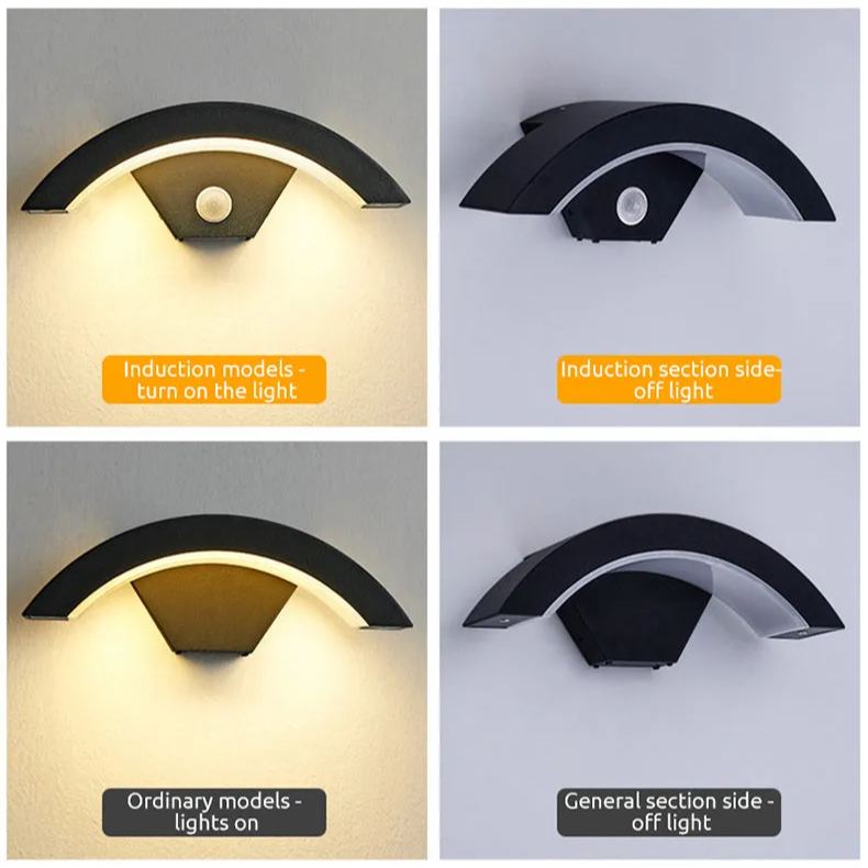 Outdoor Arc Wall Light with Motion Sensor Option, IP65