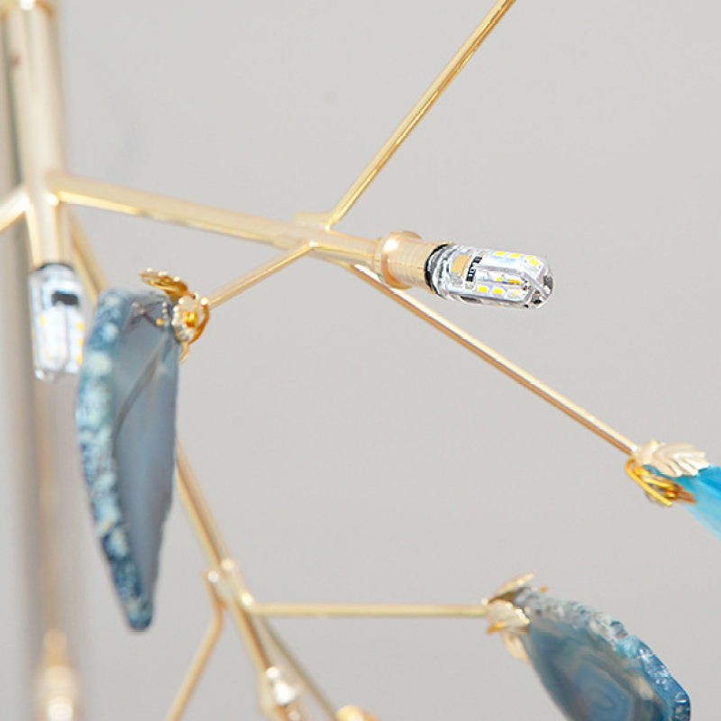 Agate Slice Chandelier with Botanical Branch Frame, G4 LED