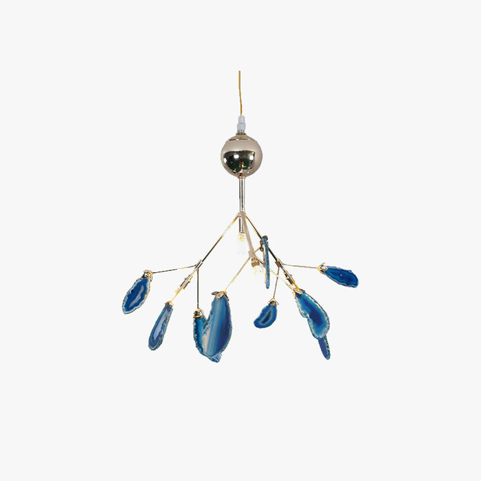 Agate Slice Chandelier with Botanical Branch Frame, G4 LED