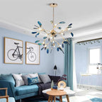 Agate Slice Chandelier with Botanical Branch Frame, G4 LED