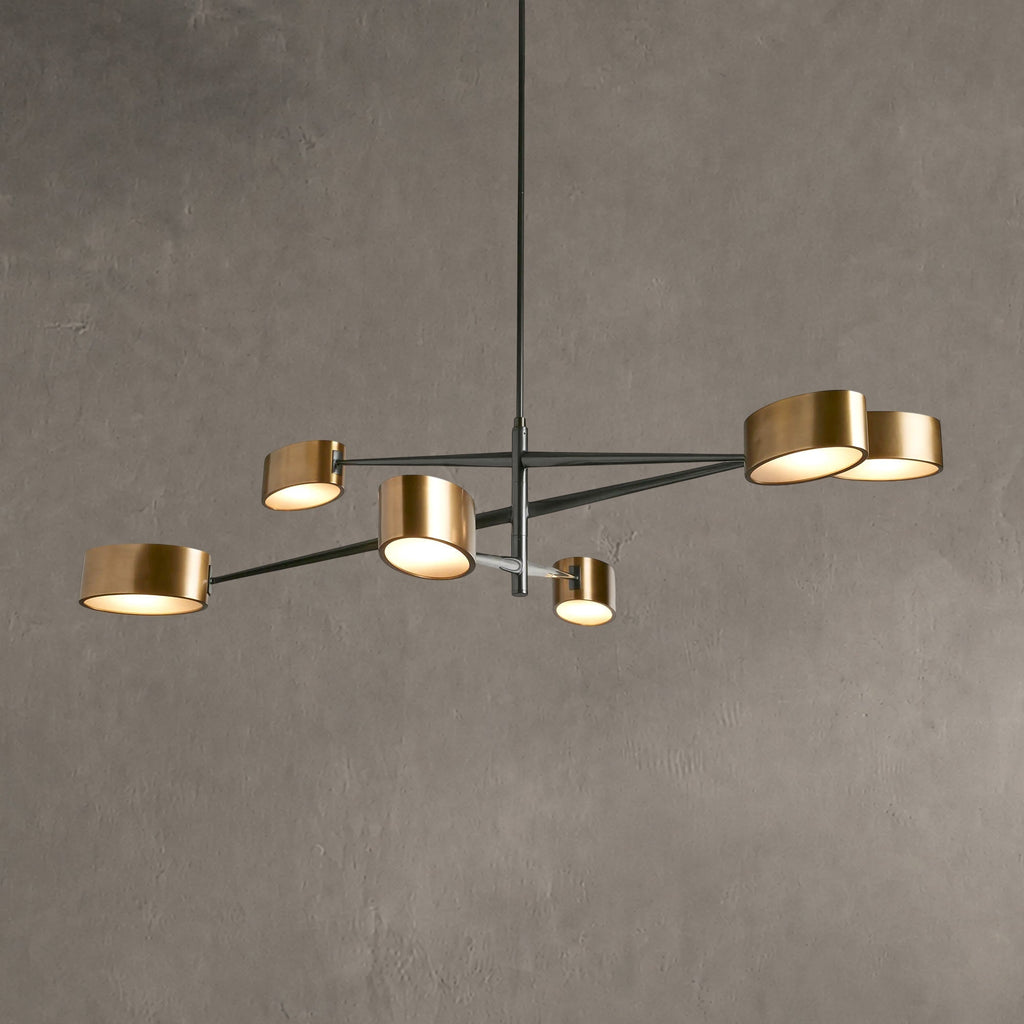 Art Deco 6-Light Chandelier with Adjustable Swivel Arms