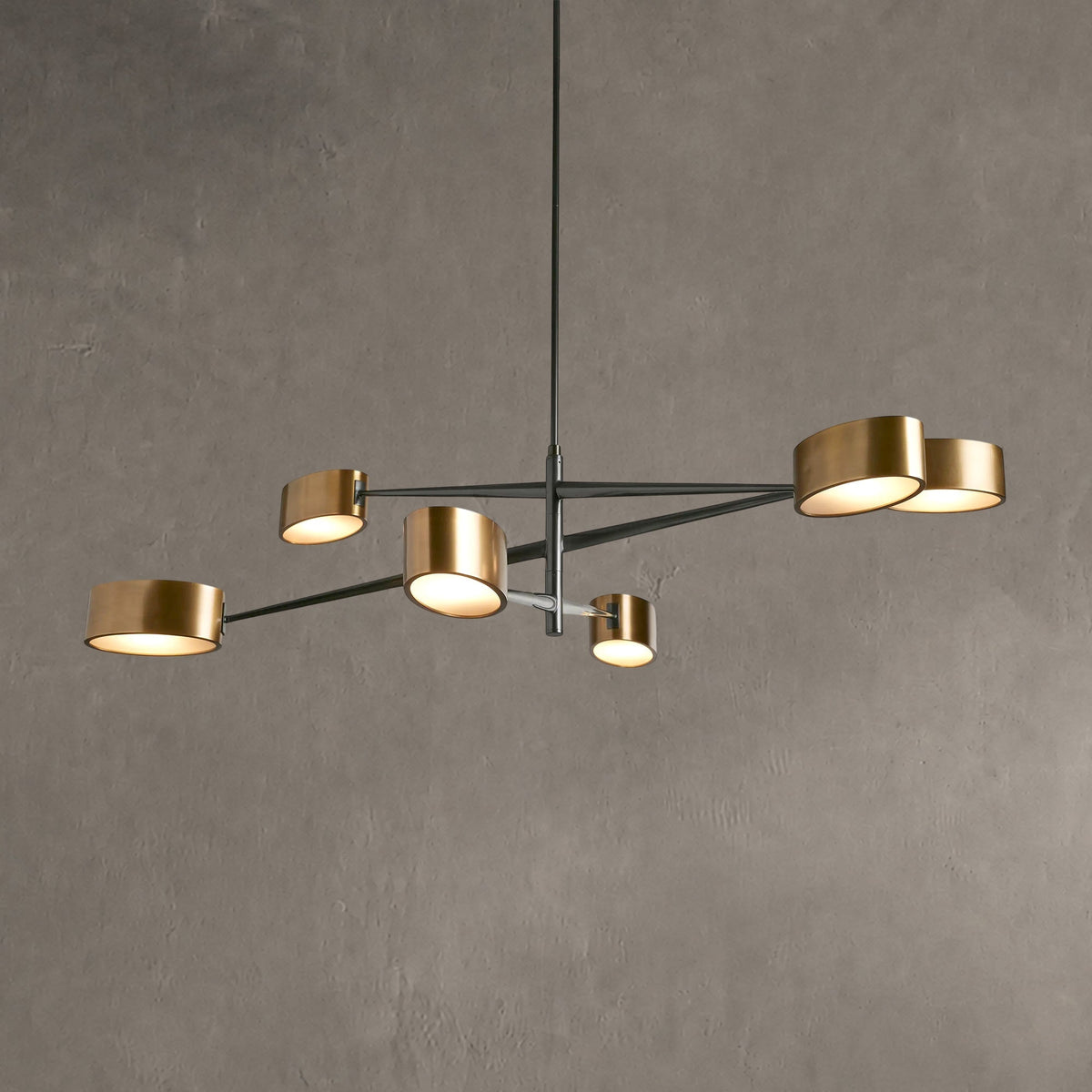 Art Deco 6-Light Chandelier with Adjustable Swivel Arms