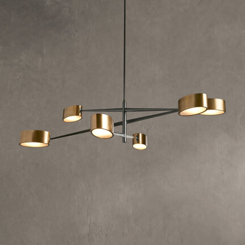 Art Deco 6-Light Chandelier with Adjustable Swivel Arms